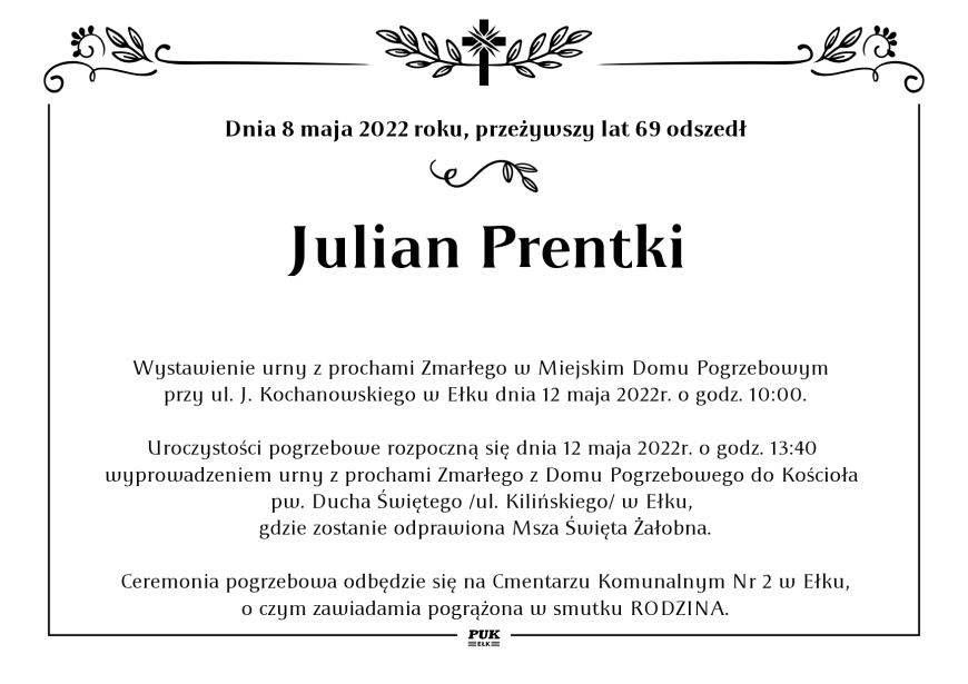 Julian Prentki - nekrolog